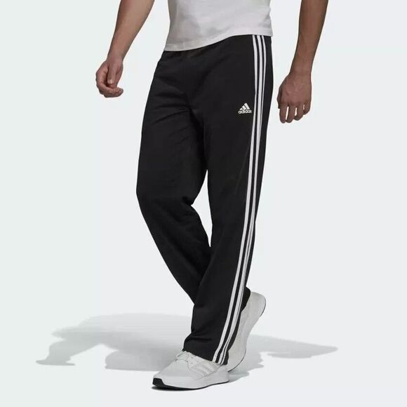 Adidas Track Pants Men's Small 26x32 Black 3-Stripes Open Hem H46110 - Picture 6 of 10